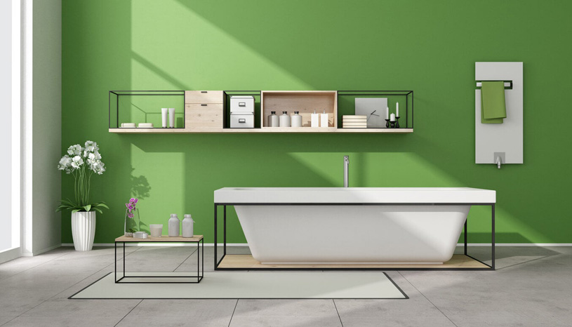 Дизайн ванной комнаты в зелёных тонах