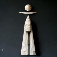 Midjourney. Prompt: minimalist sculpture of Gagarin